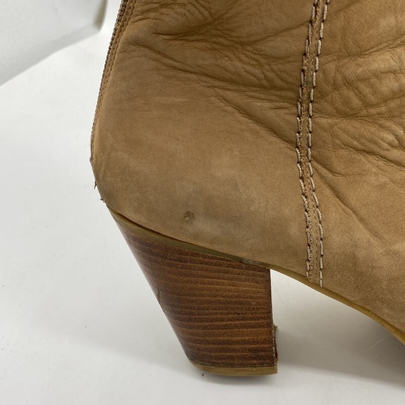 Stuart Weitzman Russell Bromley Nubuck Ankle Booties Heeled Boots Tan Womens 9 - Picture 6 of 16